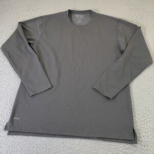 BYLT Basic Crew L/S Shirt Mens XL Split Hem Gray Long Sleeve Tee Gym Training